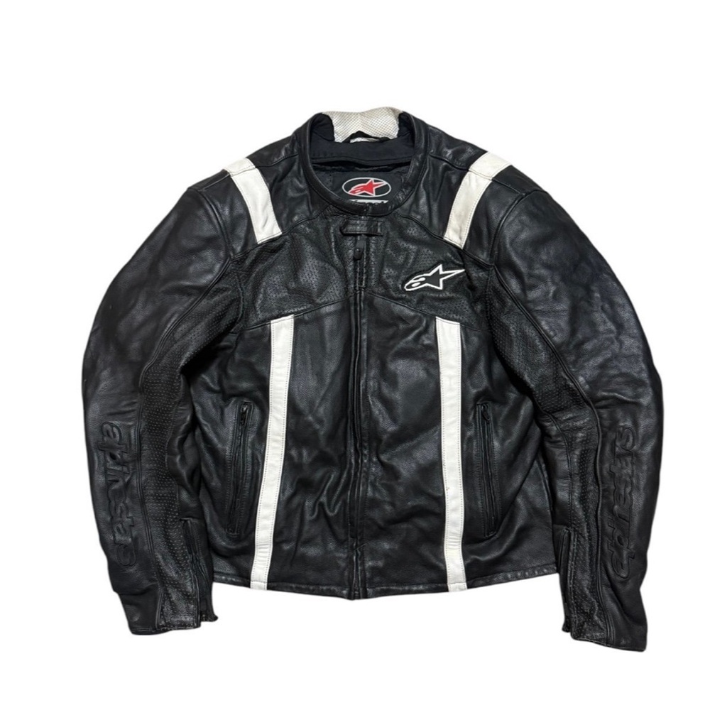 Alpinestars Leather Motorcycle Moto Jacket Black Size XL